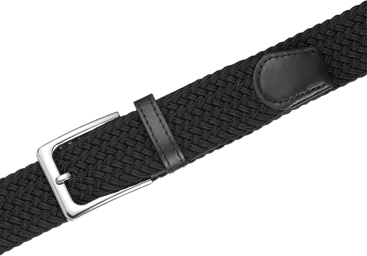 Skiennix Elastic Braided Belt - 1 3/8" Woven Stretch Belt for Golf, Casual Jeans & Shorts