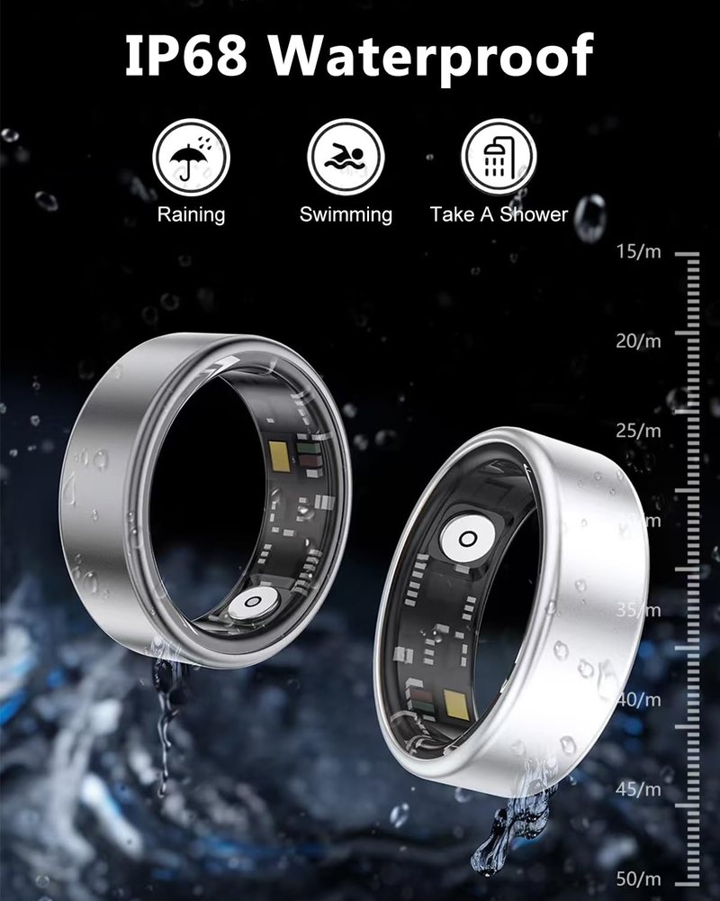 Smart Ring for Women Men Health Tracker - IP68 Waterproof Fitness Ring with Sleep Tracker/Heart Rate/Blood Pressure/Blood Oxygen/Step Counting/Calories for iOS & Android,No Subscription Fee,Silver #9