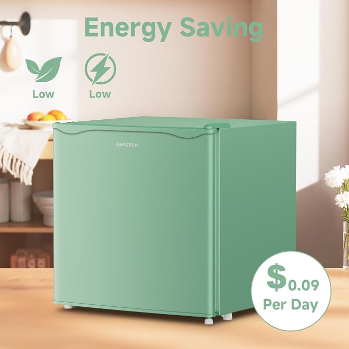 1.7 Cu.Ft Mini Fridge with Freezer for Dorm Office,Green | Compact Refrigerator Office, Energy Saving Small Fridge Reversible Single Door, Low Noise for Bedroom Small Apartment