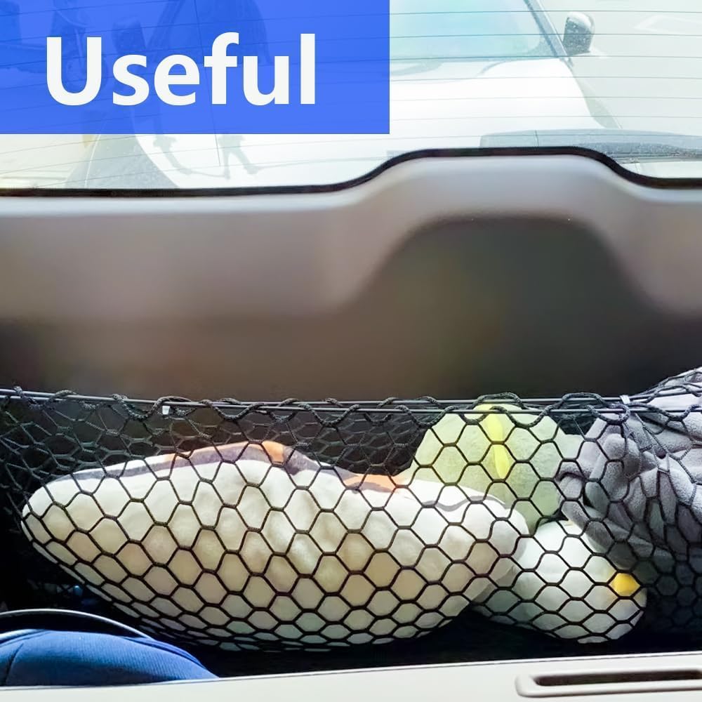 Trunk Cargo Net Compatible with 2020-2025 Cadillac XT6, Black Nylon, Hook Fastener