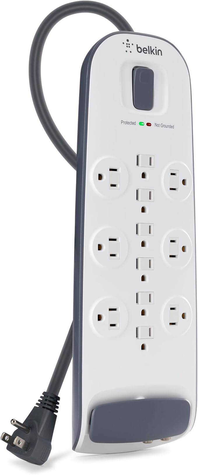Belkin Power Strip Surge Protector - 12 AC Multiple Outlets, Ethernet & Cable Protection - 8 ft Long Extension Cord for Home, Office, Travel, Computer Desktop & Phone Charger - 3996 Joules, White