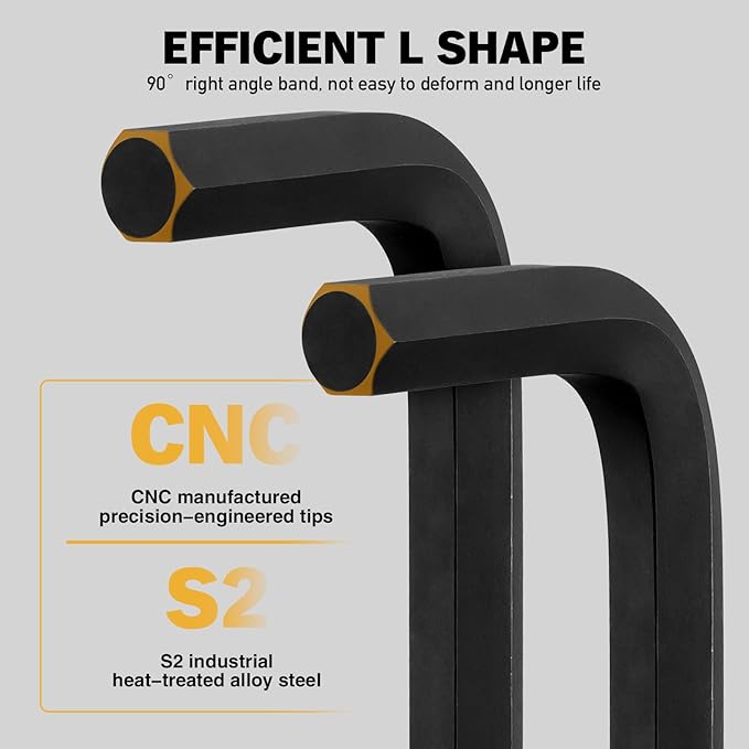 ELEAD 15-Piece SAE Hex Key Allen Wrench Set with Extension Bar, 3/64-3/8 Inch, Long Arm Ball End Design, Heat-Treated S2 Steel