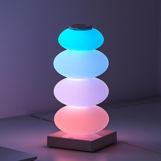AVEKI RGB Touch Table Lamp, Color Changing Night Light Candy Gourd Design, USB Powered, Bedroom Desk Ambient Light, Small Bedside Lamp for Bedroom Living Room Home Decor (White)