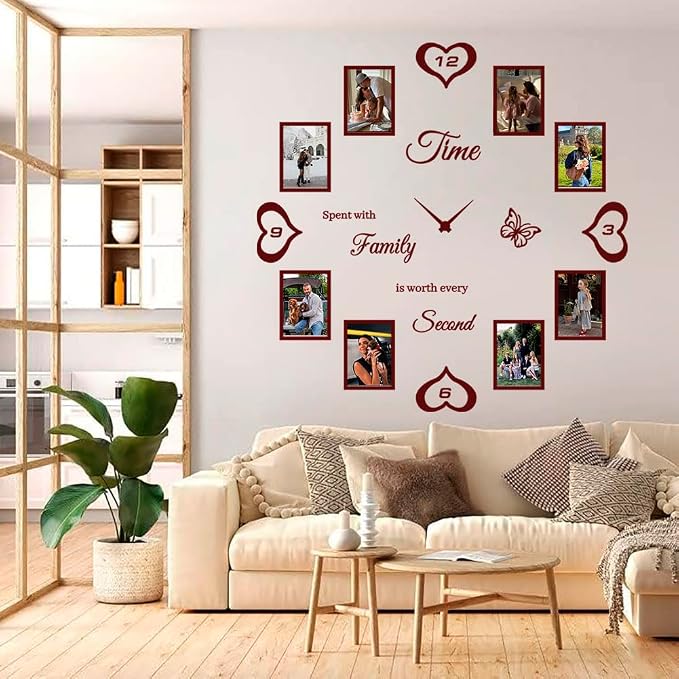 DIY Family Photo Frame Wall Clock Decal