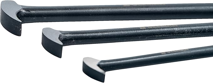 Ullman 16 in Heavy-Duty Lady Foot Roll Head Pry Bar with High Leverage Solid Steel Rolling Head and Tapered Aligning End for Contractors and Mechanics