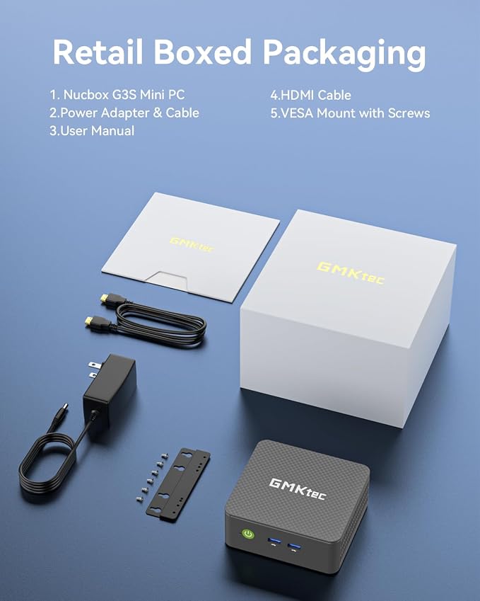 GMKtec G3S Mini PC Computers Intel N95 Processor (Turbo 3.4GHz) | 8GB DDR4 256GB SSD Desktop Computer 4K Dual HDMI Display/3x USB3.2/WiFi 5 BT5.0/RJ45 Ethernet