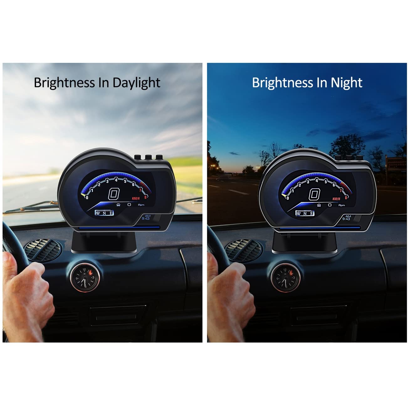 KAOLALI Car HUD Head Up Display, Car HUD Display for Digital OBD+GPS Dual System Smart Gauge Display MPH RPM Over Speeding Alarm for Most Cars After 2012