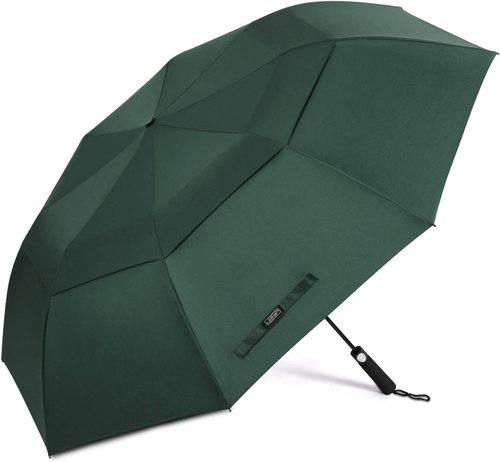 G4Free 62-Inch Portable Golf Umbrella - Large Windproof & Waterproof Double Canopy | Dark Green