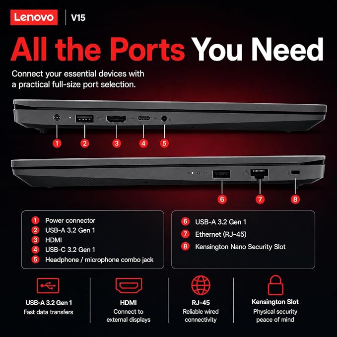 Lenovo New 15.6" FHD Business Laptop(2026-2027 Premium Edition), Intel Powerful Processor, 8GB DDR5, 256GB PCIe, Ultra Slim Design, Wi-Fi 6, 14.5-Hour Battery Life, Windows 11 Pro with MS 365 for Web