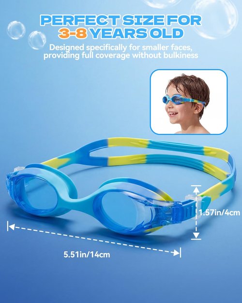 Aegend Swim Goggles for Kids | Anti-Fog Comfort Fit for Ages 3-8 - Perfect for Boys & Girls