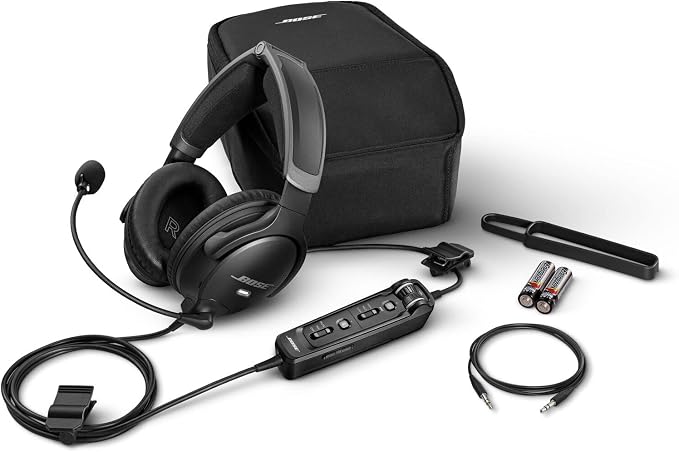 Bose A30 Bluetooth Aviation Headset - Lightweight Comfortable Design, Adjustable ANR and Noise Cancelling Microphone, [U174] – Black