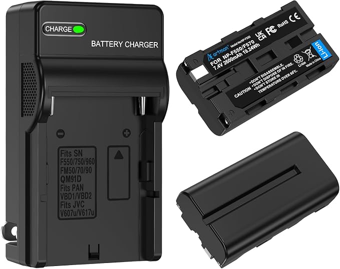 Artman NP-F550 Battery 2-Pack and Wall Charger