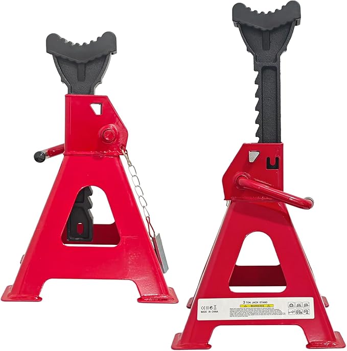 HENBOW Jack Stands,3 Ton(6600 Lbs) Capacity Car Jack Stand with Lock Pin,11.02"-16.14" Adjustable Height for Cars Trucks,Garage, SUV, UTV/ATV,1 Pair，Red