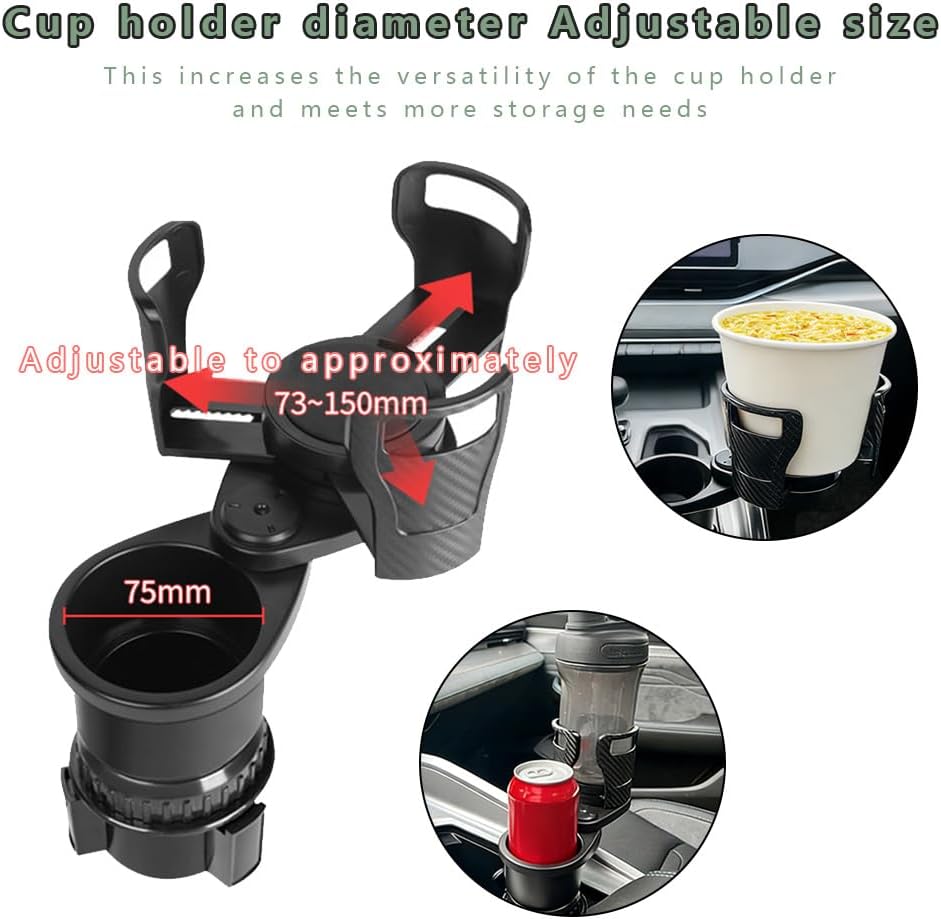 Car Cup Holder for Honda Fit 2007-2020, 2-in-1 Dual Layer Car Cup Holder Expander 360° Rotation Large Capacity Storage Adjustable Base