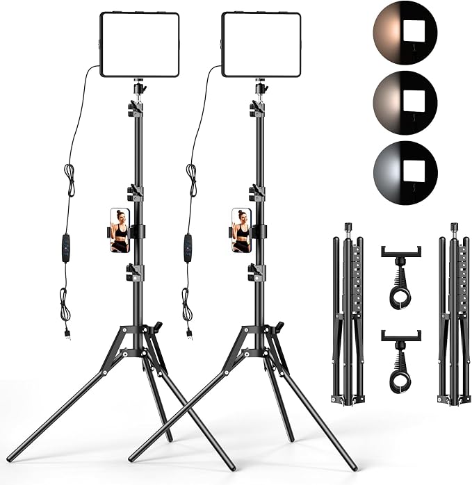 ALTSON 2 Packs Video Light Kit, LED Studio Light, 2700-6500K Dimmable