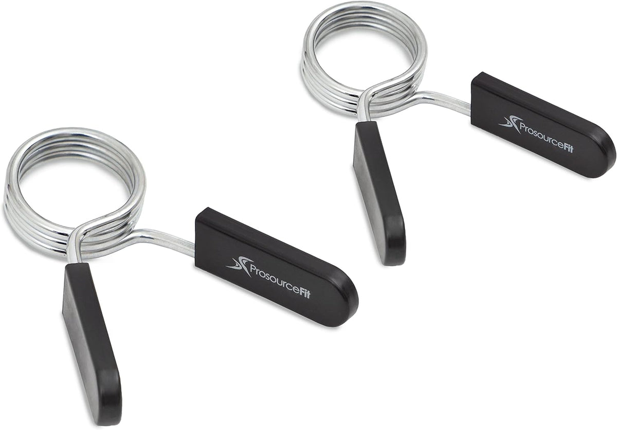 ProsourceFit Olympic Barbell Spring Clip Collars - Easy-Grip Handles for Weightlifting | 2-Inch Pair