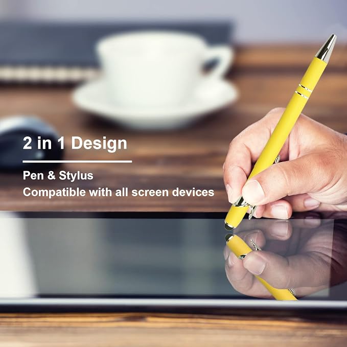 Oddmoal Ballpoint Pen with Stylus Tip, Soft Touch Click Metal Pen, 1.0mm Medium