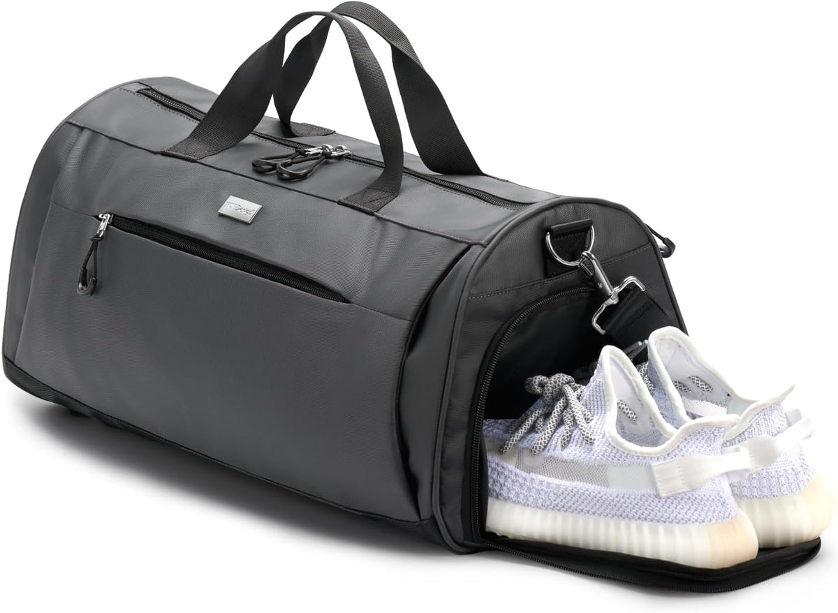 TOPDesign Gym Bag - Unisex Duffel with Shoe Compartment & Wet Pocket for Travel | Large Grey
