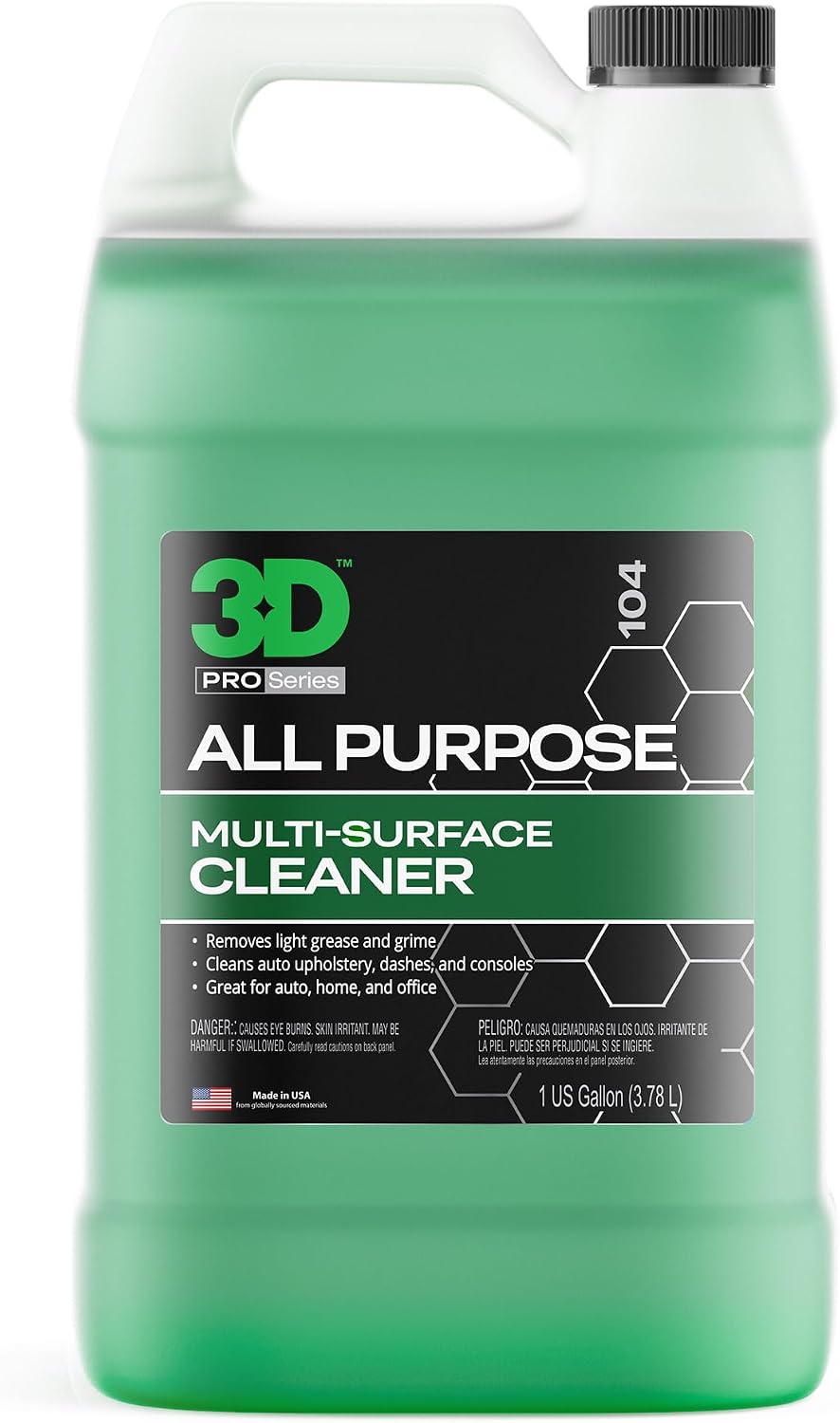 3D All Purpose Cleaner – High-Performance Interior & Exterior Car Cleaner for Vinyl, Leather, Plastic, Fabric, Carpet & More - 1 Gallon