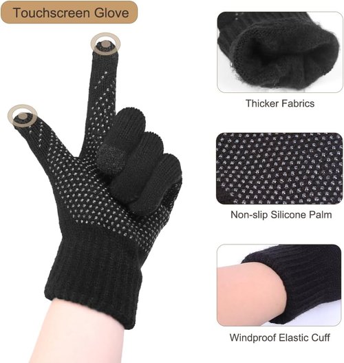 KRATARC Warm Knitted Scarf and Beanie Hat Set - Unisex Fleece for Cold Winter Days