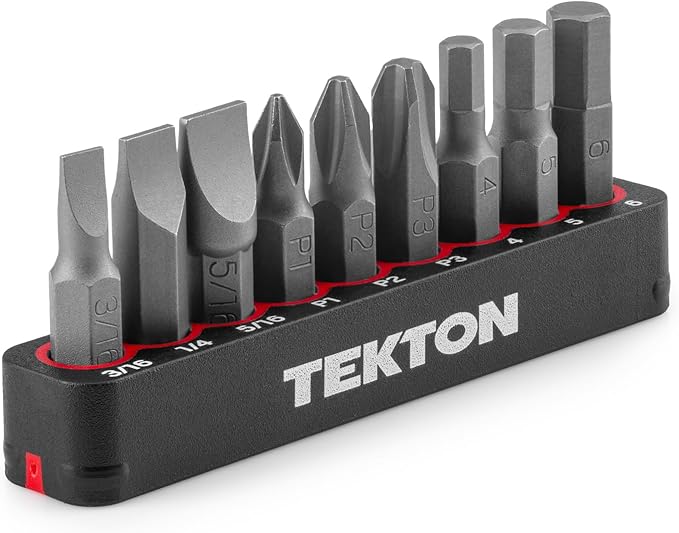 TEKTON 1/4 Inch Hex, Phillips, Slotted Bit Set with Rail (9-Piece) | DZZ93004