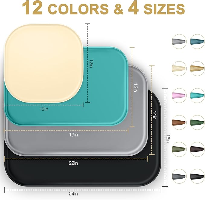 Silicone Pet Food Mat with Raised Edge for Food and Water Bowl, Dog Feeding Mats, Cat Food Trays for Floor Waterproof, Rubber Tray for Dogs and Cats, 19 x 12 x 0.7 Light Purple