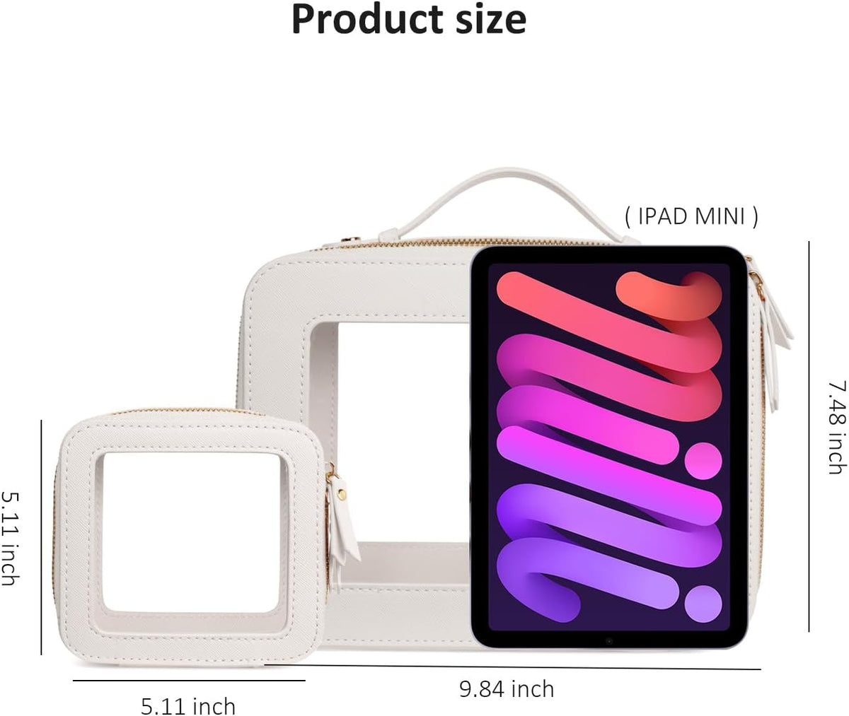 LETGO 2 Pack Mahjong Tile Storage Bag with Zipper Transparent Mahjong Tile Carrying Case Zippered Storage Bag Waterproof PU TSA Approved Cosmetic Pouches,Portable Beach Vacation Makeup Organizer Set
