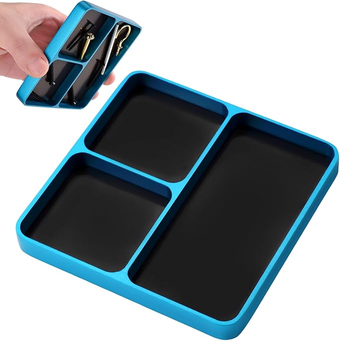 Magnetic Parts Tray, Magnetic Electronic Repair Screws and Parts Organizer Magnet Tool Tray Holder Ideal Screws Sockets Bolts Pins Small Parts Organization Supply(Sky Blue)