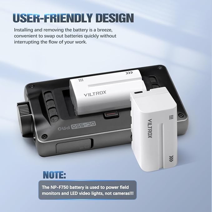 VILTROX NP-F750 Battery 2 Packs, Replacement