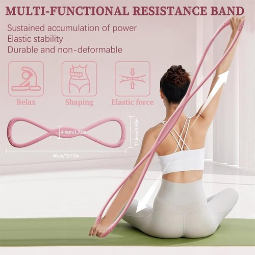 Figure 8 Resistance Band - Elastic Fitness Bands with Handles for Arms, Back & Shoulder Workouts