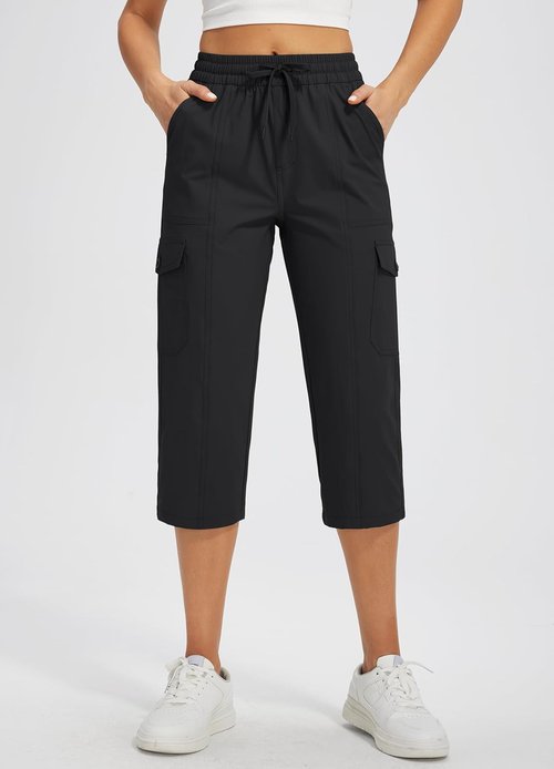 Libin Women's Capri Pants - Quick-Dry Cargo Capris for Travel & Hiking | Stretchy, Water-Resistant Design