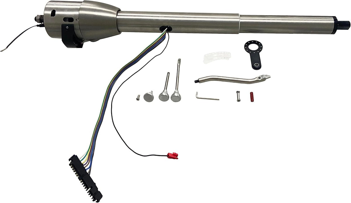 X-AVION GM Polished Stainless Steel 28'' Collapsible Tilt at Automatic Style 5 Position Steering Column, Universal for GM Cars
