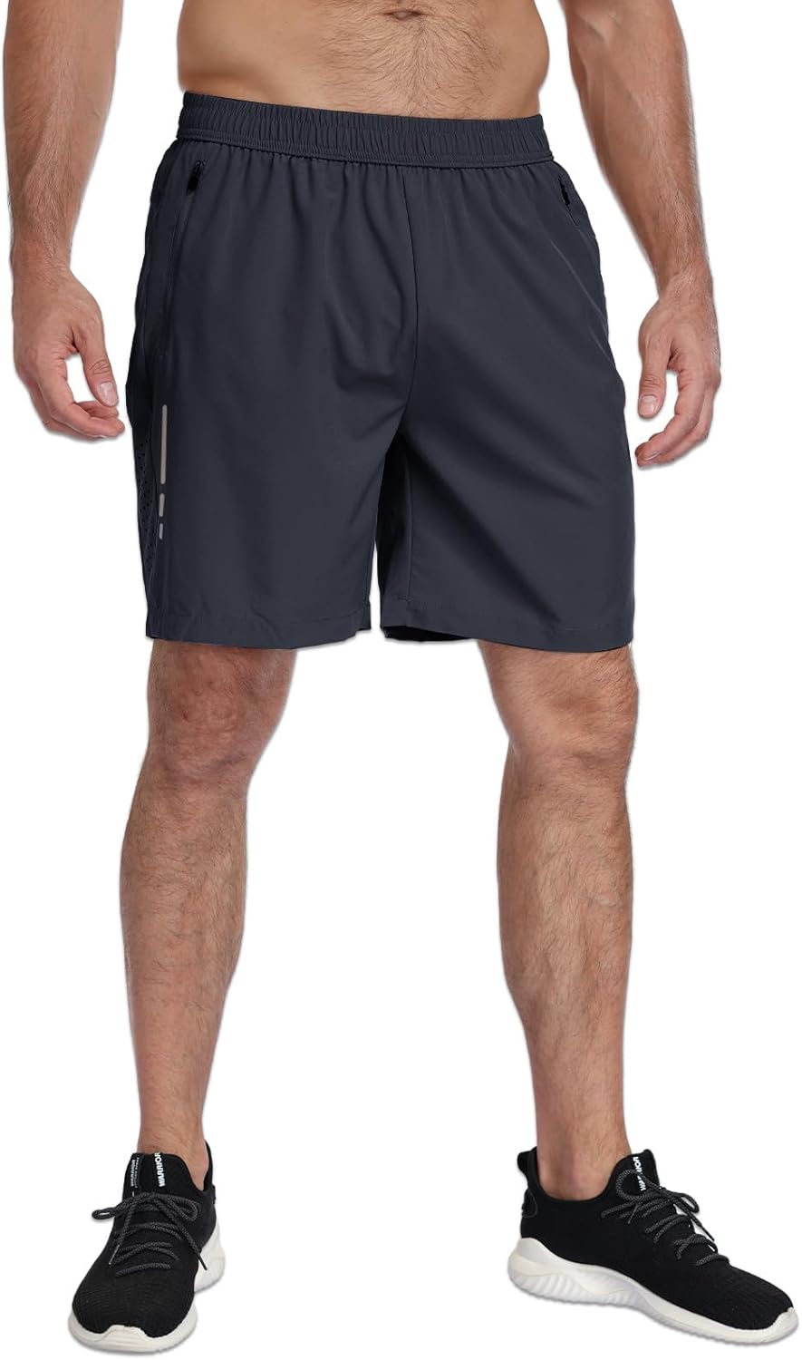 Skiennix Men's Athletic Gym Shorts - Lightweight Quick-Dry 7" Workout Shorts with 3 Zipper Pockets