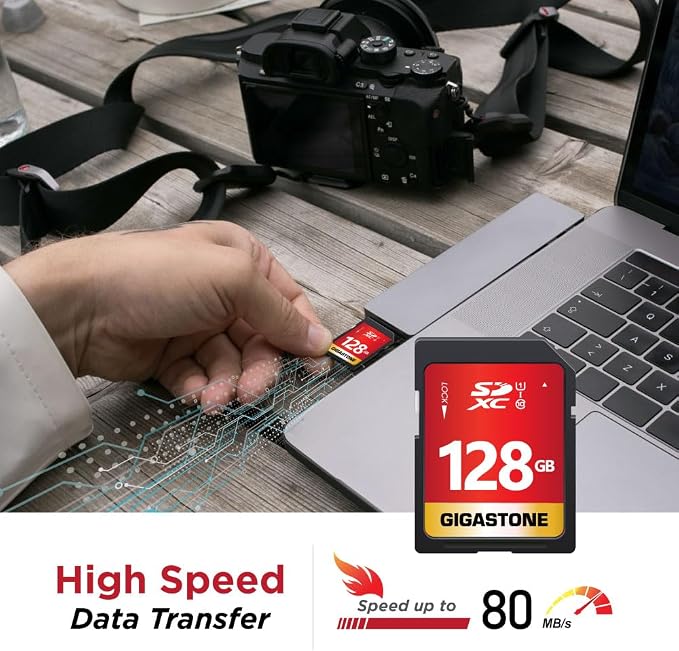 GIGASTONE 128GB SD Card 2-Pack UHS-I U1 Class 10 SDXC Memory Card High Speed