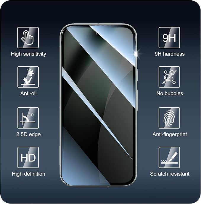 3+3-Pack, Privacy Screen Protector and Camera Lens Protector