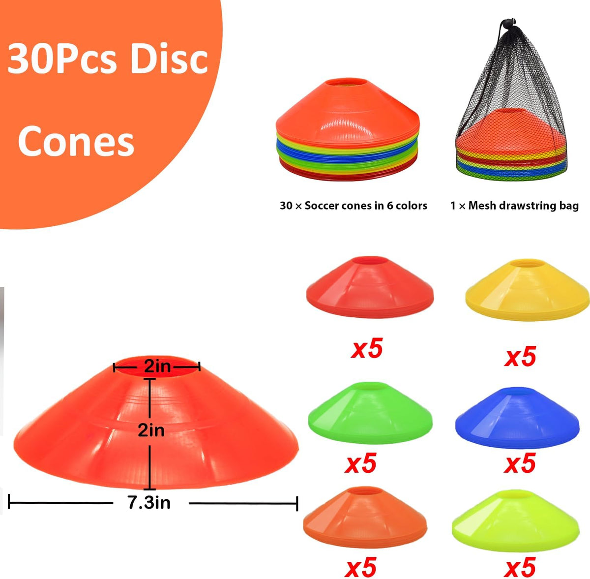 Soccer Cones Set by [Brand Name] - 84/42 Pcs Training Cones with Carry Bag | Durable Plastic for Drills