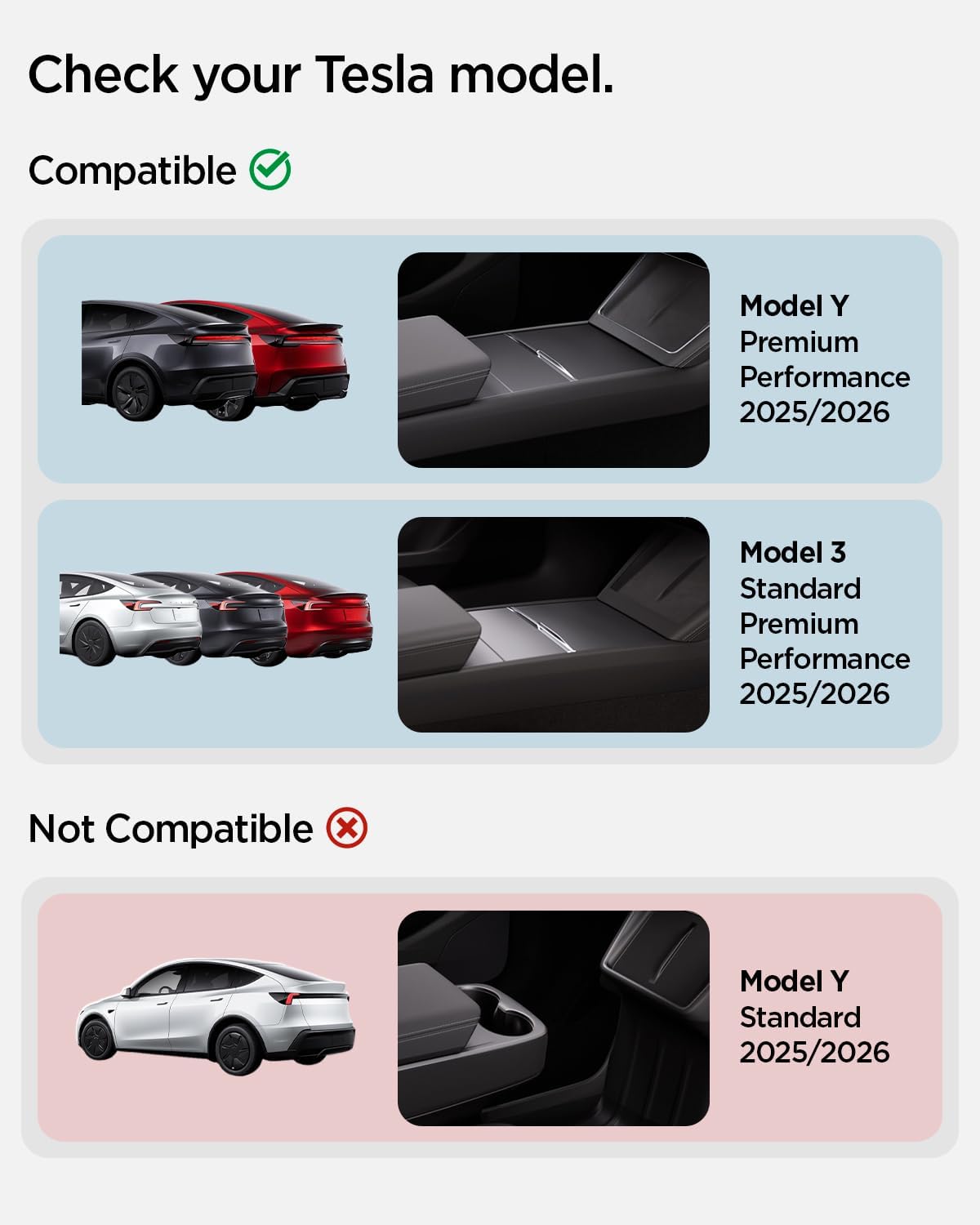 Spigen Console & Armrest Organizers for Tesla Model Y Juniper, 3 Highland