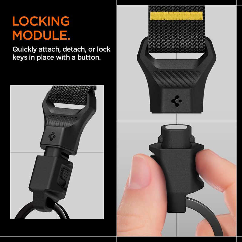 Spigen Life Magnetic Keychain Key Holder Quick Release Magnetic System and Secure Lock System, Detachable Magnetic Keychain Carabiner Key Ring Clip, Car Keychain Clip for Men Women