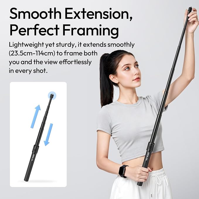 44.88" Invisible Selfie Stick for Insta360 X5/X4/X3/DJI Osmo 360