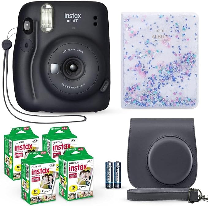 Fujifilm Instax Mini 11 Instant Camera Charcoal Gray + Fuji Film Value Pack +