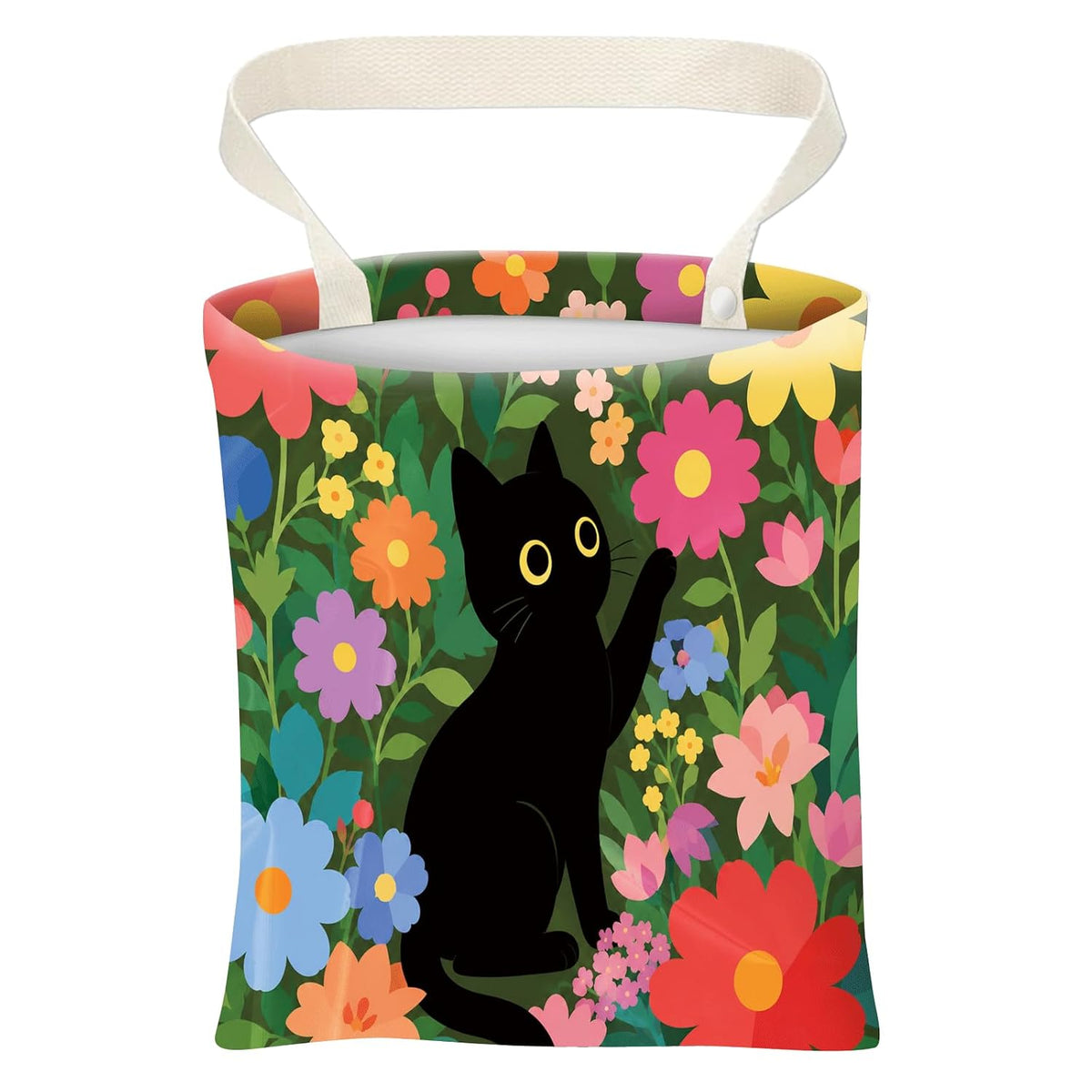 Car Trash Can, Cute Car Trash Bag, Hanging Car Organizer and Storage Bag, Trash Bin for Car Accessories, Vehicle, Travelling, Camping Cute Green Floral