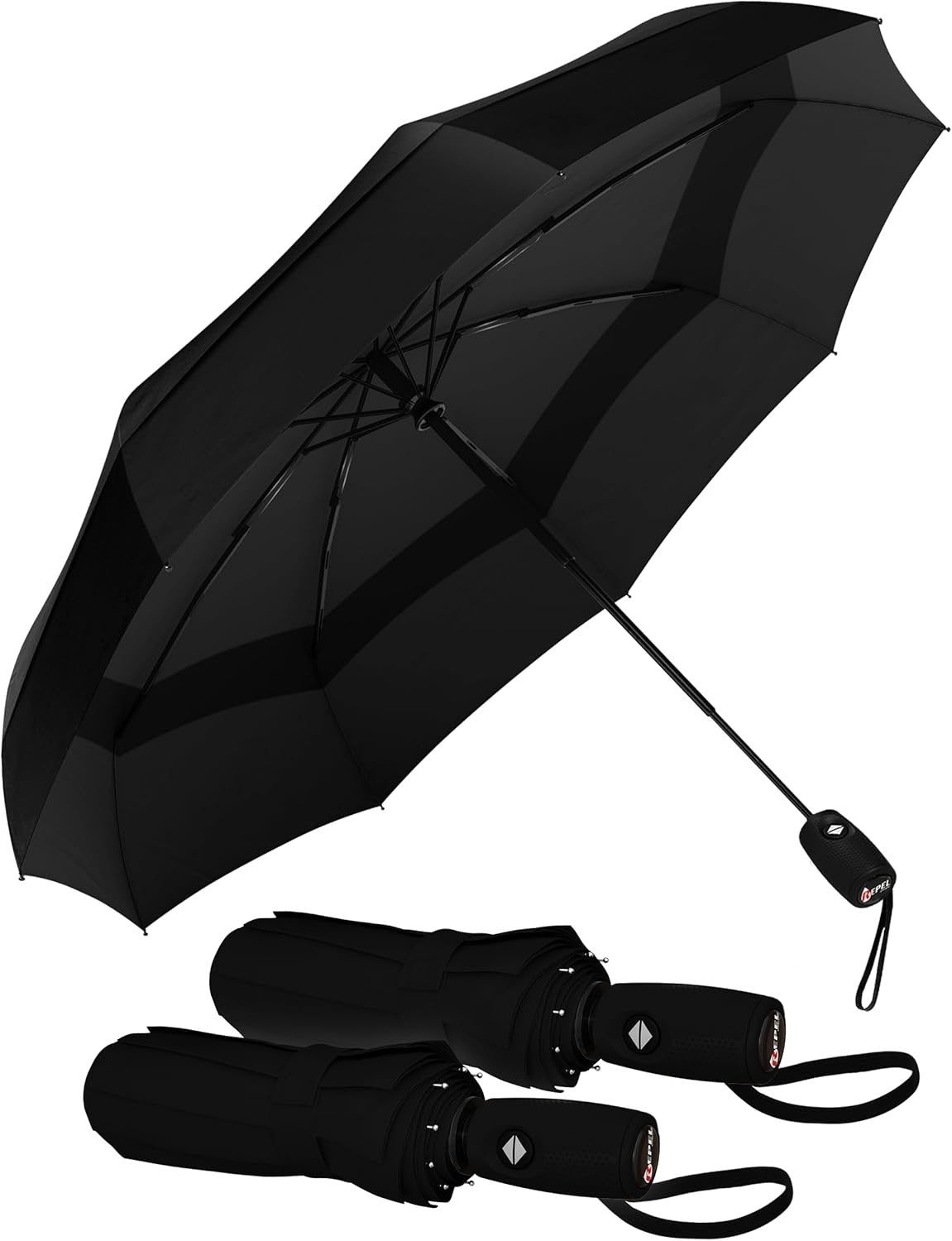 REPEL Windproof Travel Umbrella - Compact Design Withstands Winds Up to 85MPH | Durable Auto Folding Umbrella for Rain & Sun