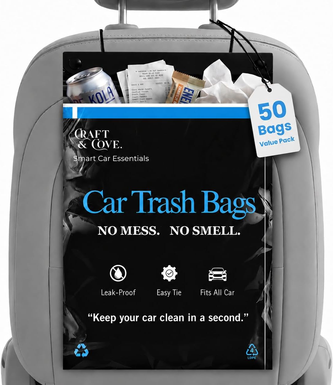 Car Trash Bags, Disposable Hanging & Stick-On Garbage Bags for Cars, SUV