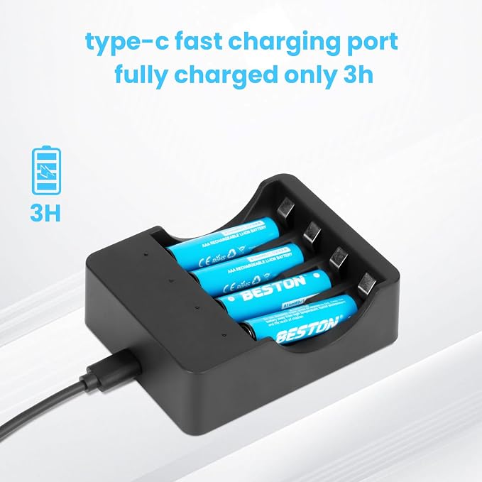 BESTON Rechargeable Lithium AAA Batteries