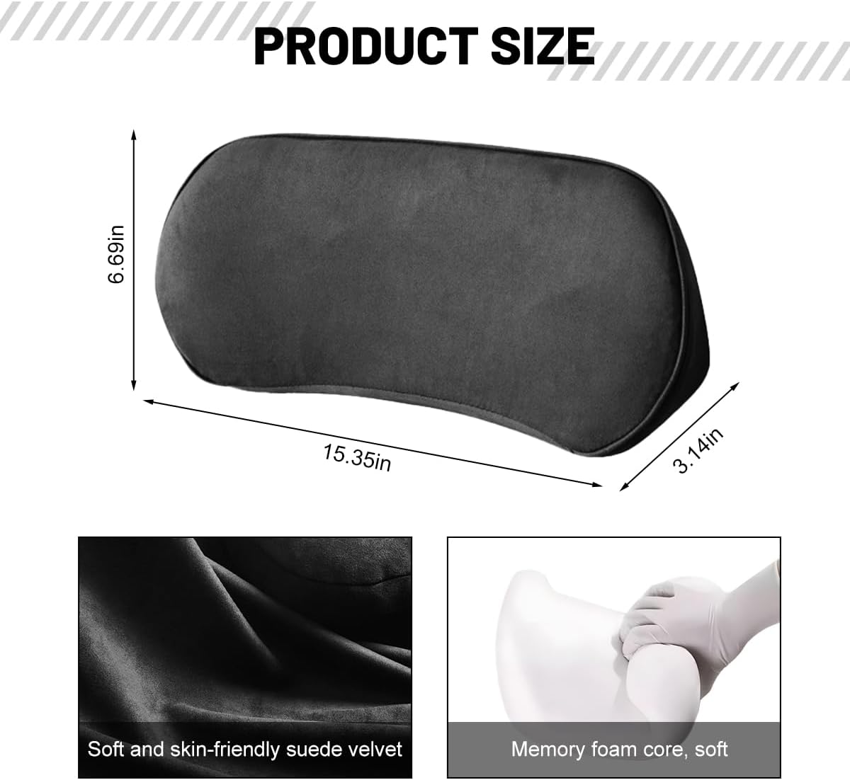 Zpana Car Lumbar Support Pillow, Memory Foam Back Cushion, Black