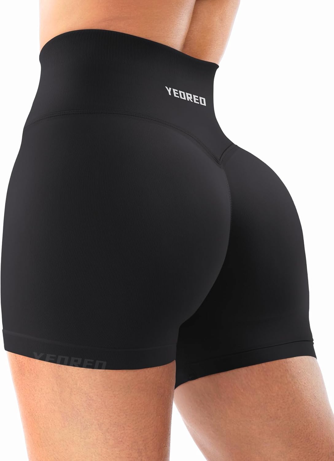 YEOREO Women's Workout Shorts - Butt Lifting High Waist Gym Biker Shorts | 4.5" Seamless Tummy Control