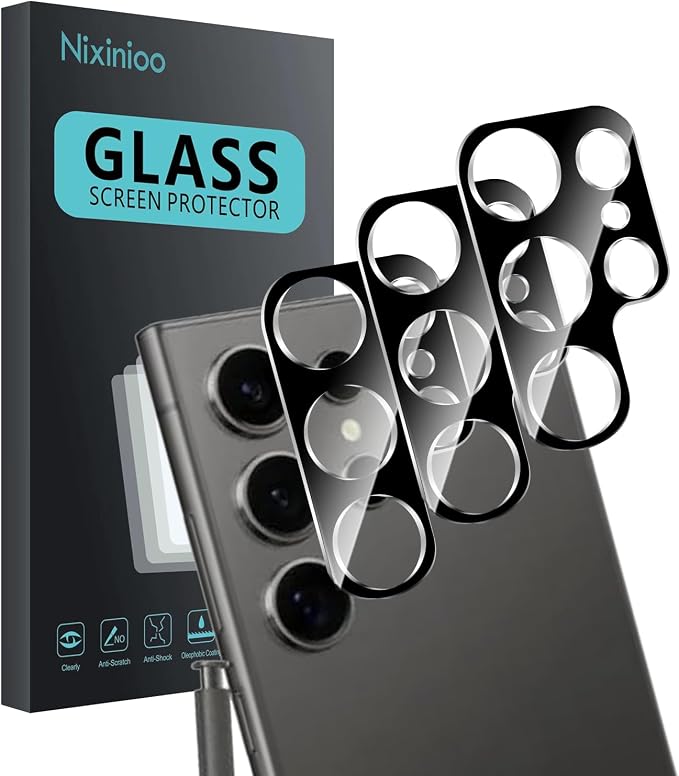 3 Pack Camera Lens Protector for Samsung Galaxy S24 Ultra, Tempered Glass