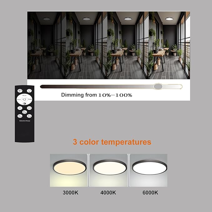 7 Inch Motion Activated Closet Light, Flush Mount Light Fixture, Motion Sensor Ceiling Light Wired for Hallway Porch Laundry Garage Basement, 3000k/4000k/6000k Black