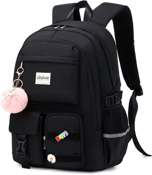 Abshoo Big Student Laptop Backpack - Stylish Black Bookbag for College & High School Girls