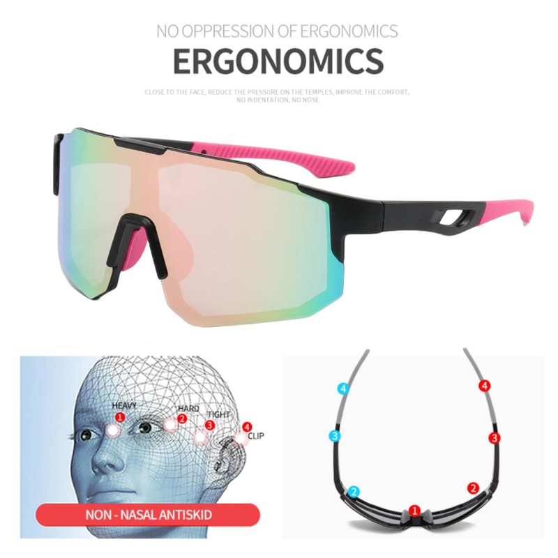 swanoble Outdoor Adult Sports Sunglasses UV Protection for Women Men Cycling Baseball Golf Fishing,Lightweight Frame Tennis Shades (03-Black Frame/Pink Lens)